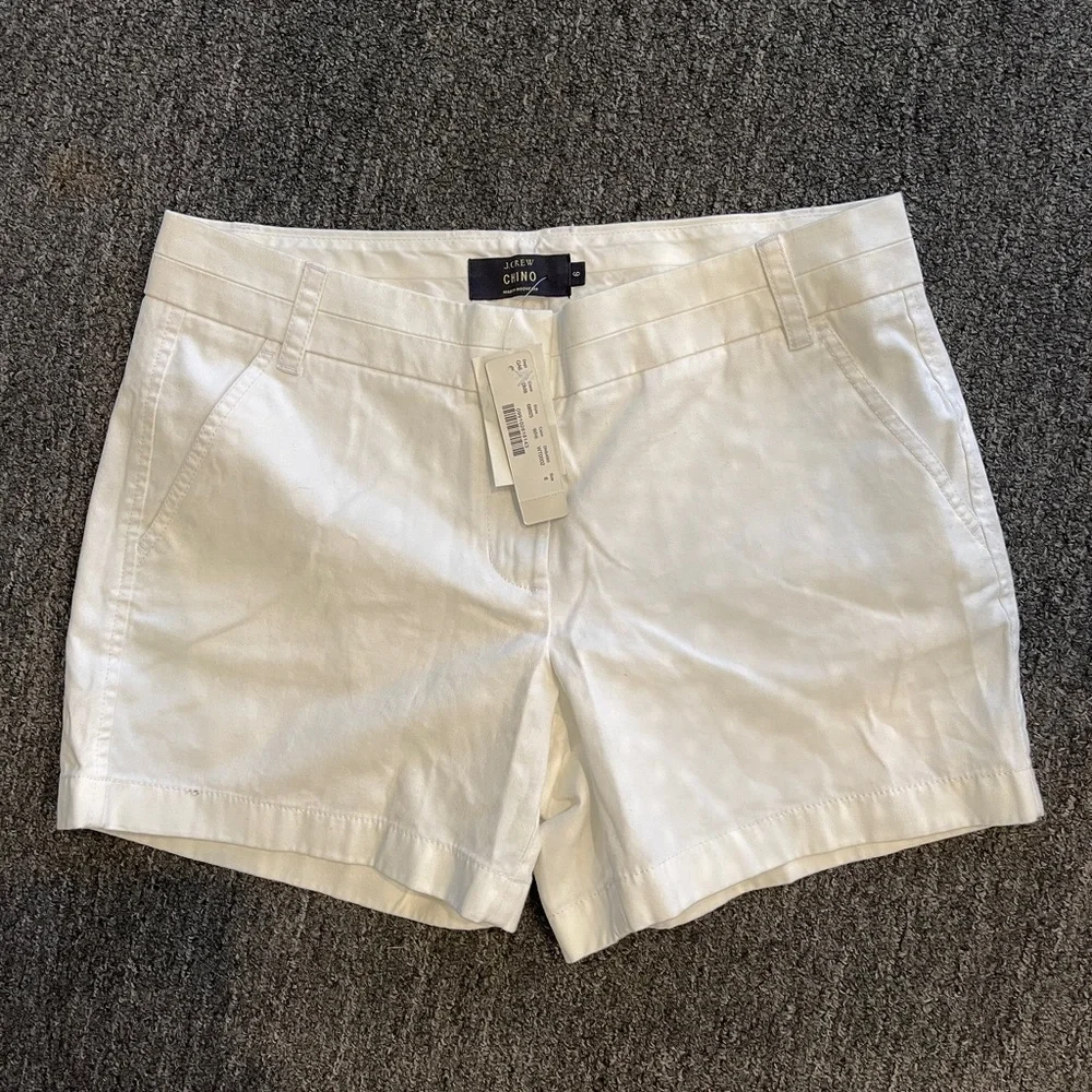 J. Crew White Chino Women's Shorts 100% Cotton Size 6 NWT Pristine Condition